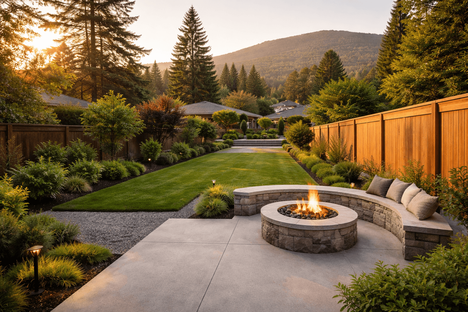 Design concept: Complete backyard transformation on a residential property in Burnaby, British Columbia. Hardscaping inspiration by Daedalus Contracting.