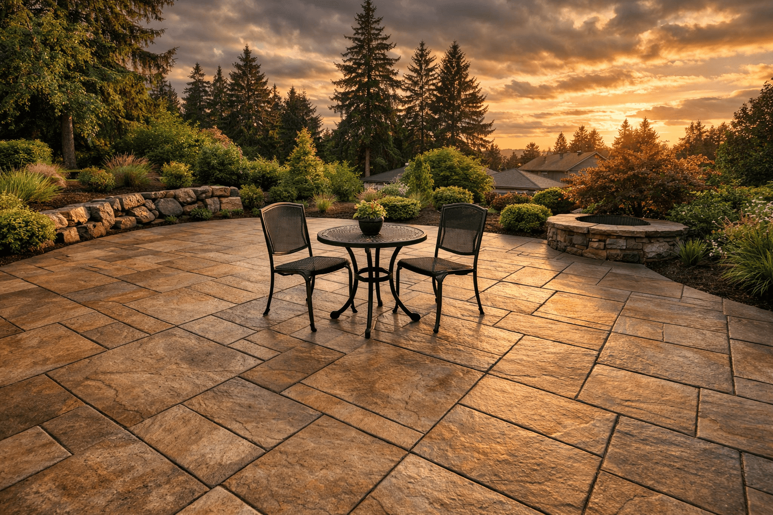 Stamped concrete patio with ashlar pattern — Daedalus Contracting